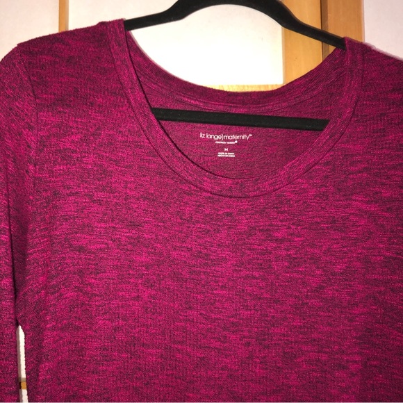 Liz Lange)Maternity Knit Heather Purple Cotton Knit Ruched Top Medium - Picture 4 of 8